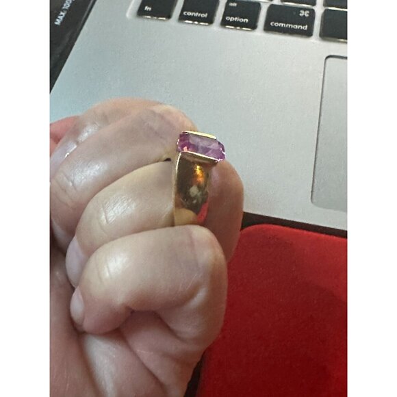 18K Yellow Gold Rose de France Rectangle Ring 7,10 grms - Picture 6 of 8